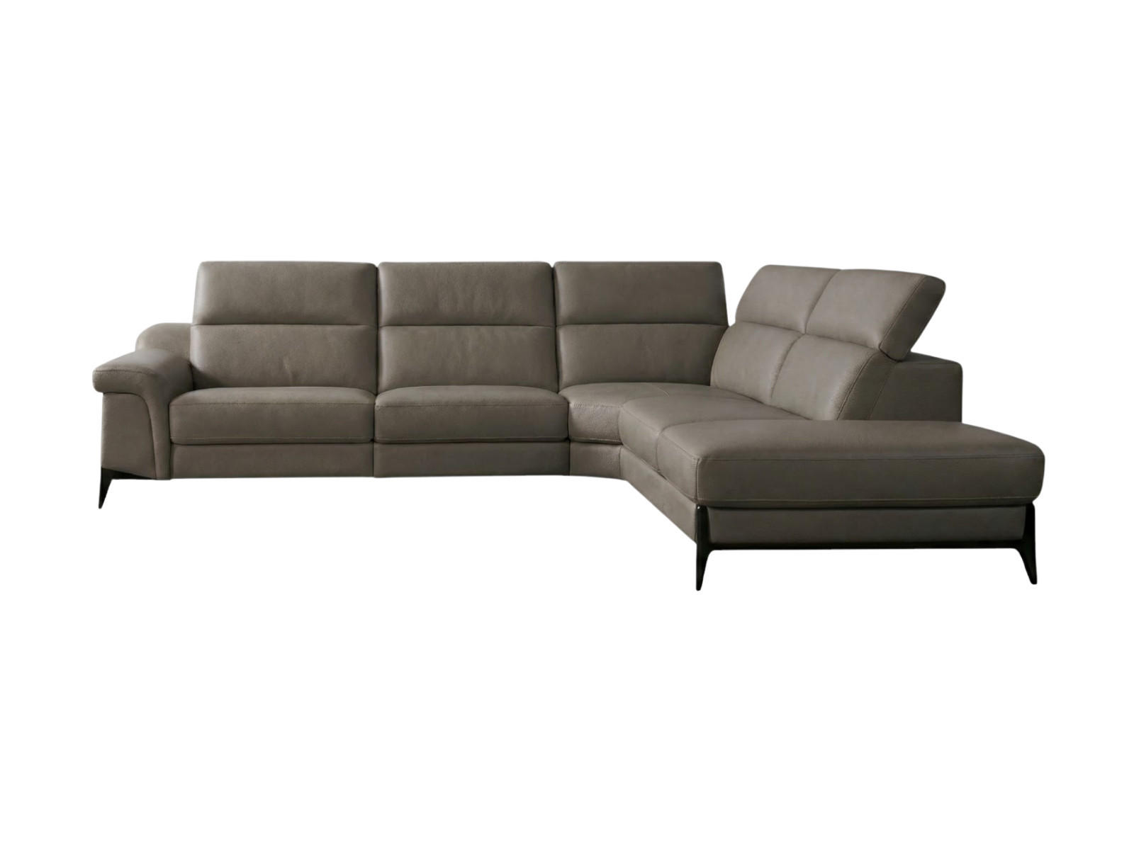 ECKSOFA Texas Echtleder Greige - Greige, Leder/Metall (238/274cm)
