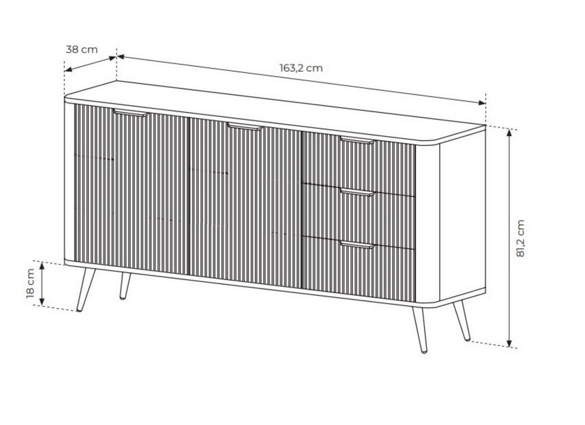 KOMMODE mit drei Schubladen BELLO Schwarz - Schwarz, Holzwerkstoff (163.2/81.2/38cm) - Compleo24