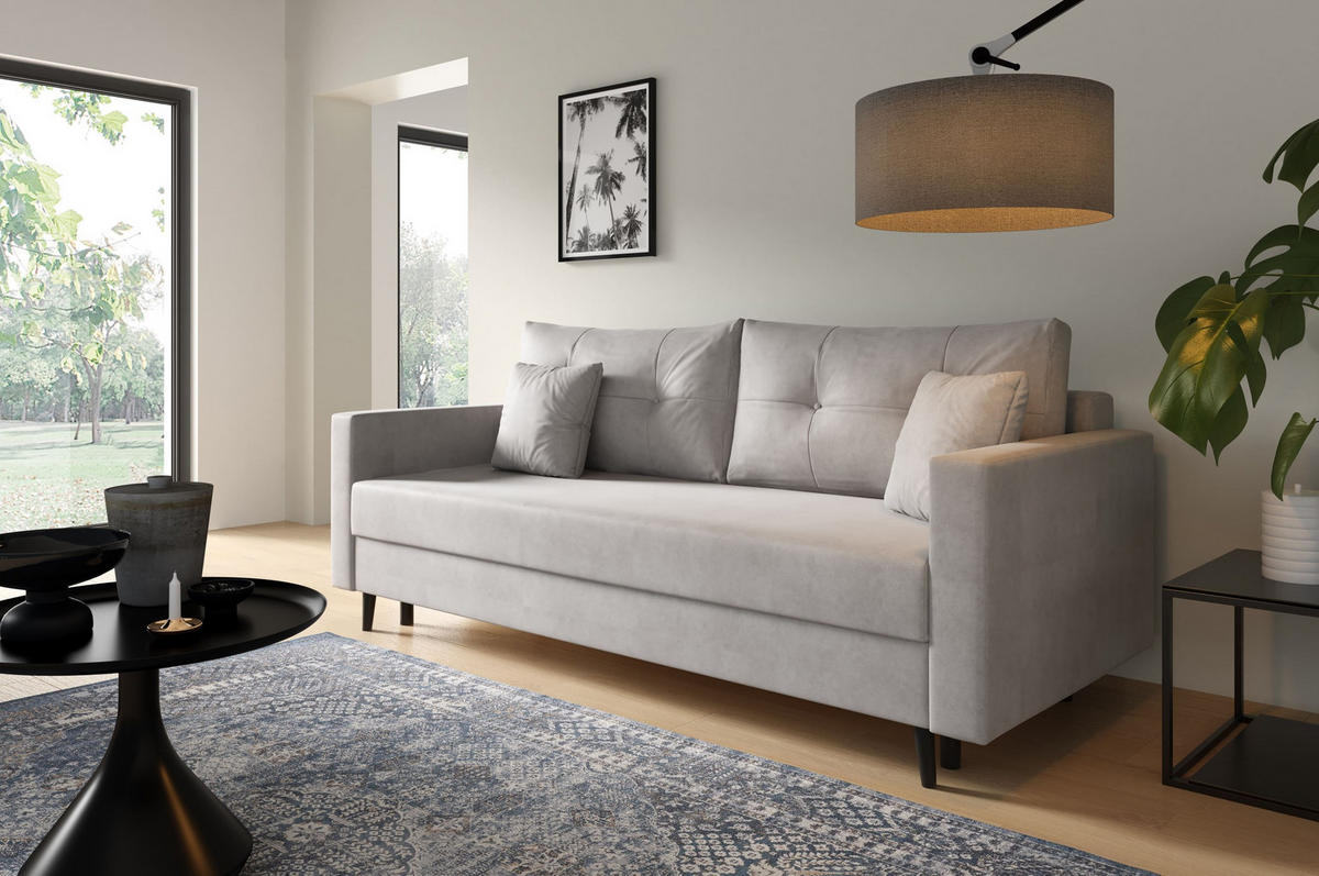 SCHLAFSOFA - Sofa Trevor - Hellgrau (Zetta 302) - Grau, Holz (208/96/98cm) - Möblo