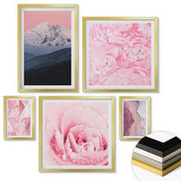 WANDBILDER 5er Set - 50x50 cm & 20x30 cm & 40x60 cm Goldrahmen - Abstraktionen dekorativer Malerei - Goldfarben, Kunststoff (40/60cm) - ArtPrintCave