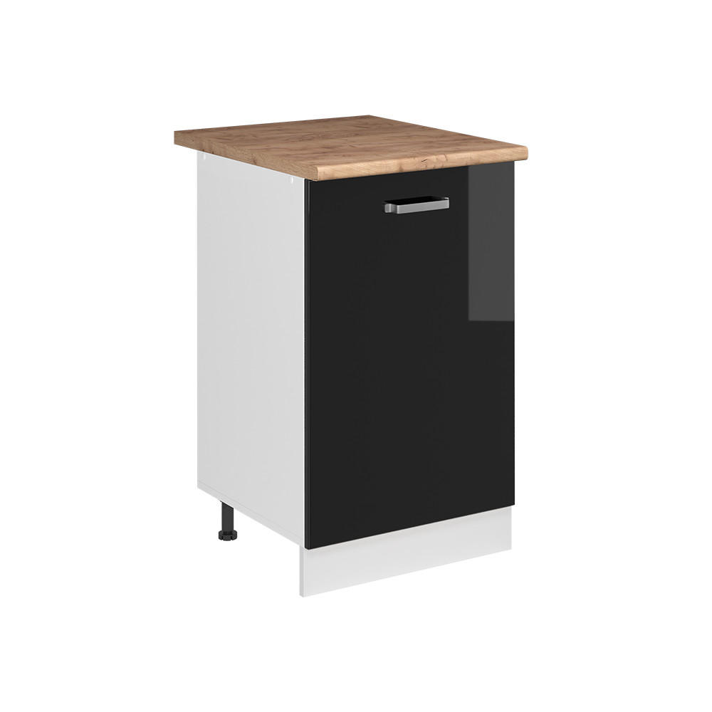 Vicco Küchenunterschrank Schwarz Hochglanz, Weiß 50x81.6x60 cm
