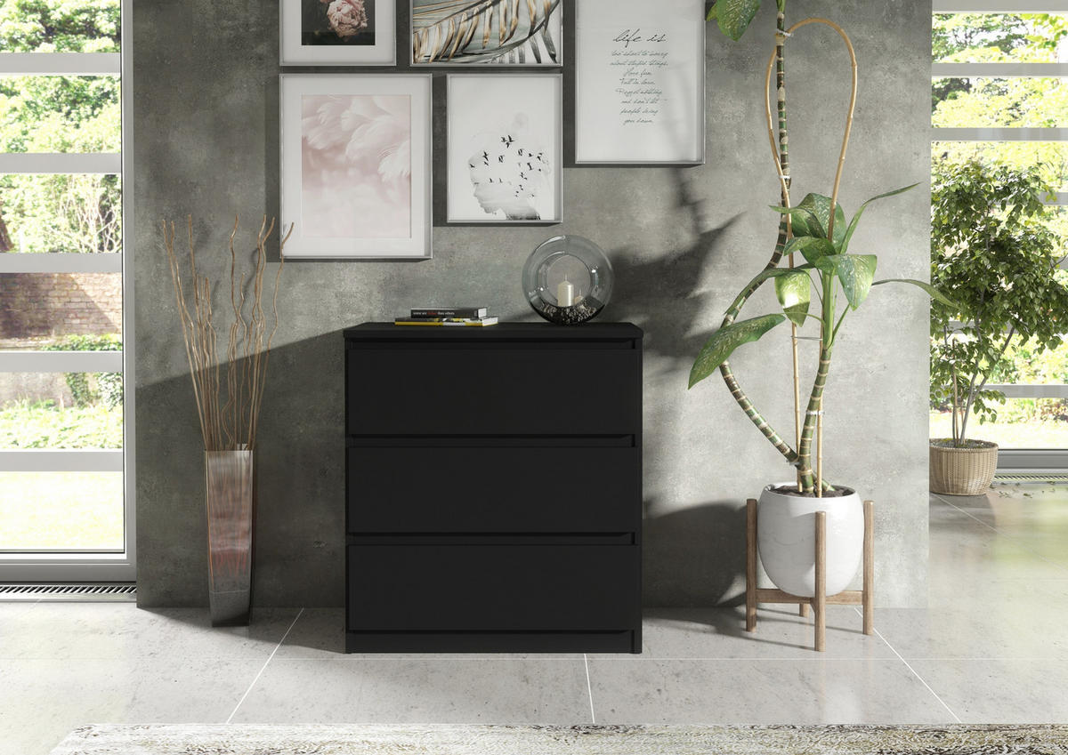 KOMMODE Schwarz 70/79/39 - Schwarz, Holzwerkstoff (70/79/39cm) - RAUMHIRSCH FURNITURE