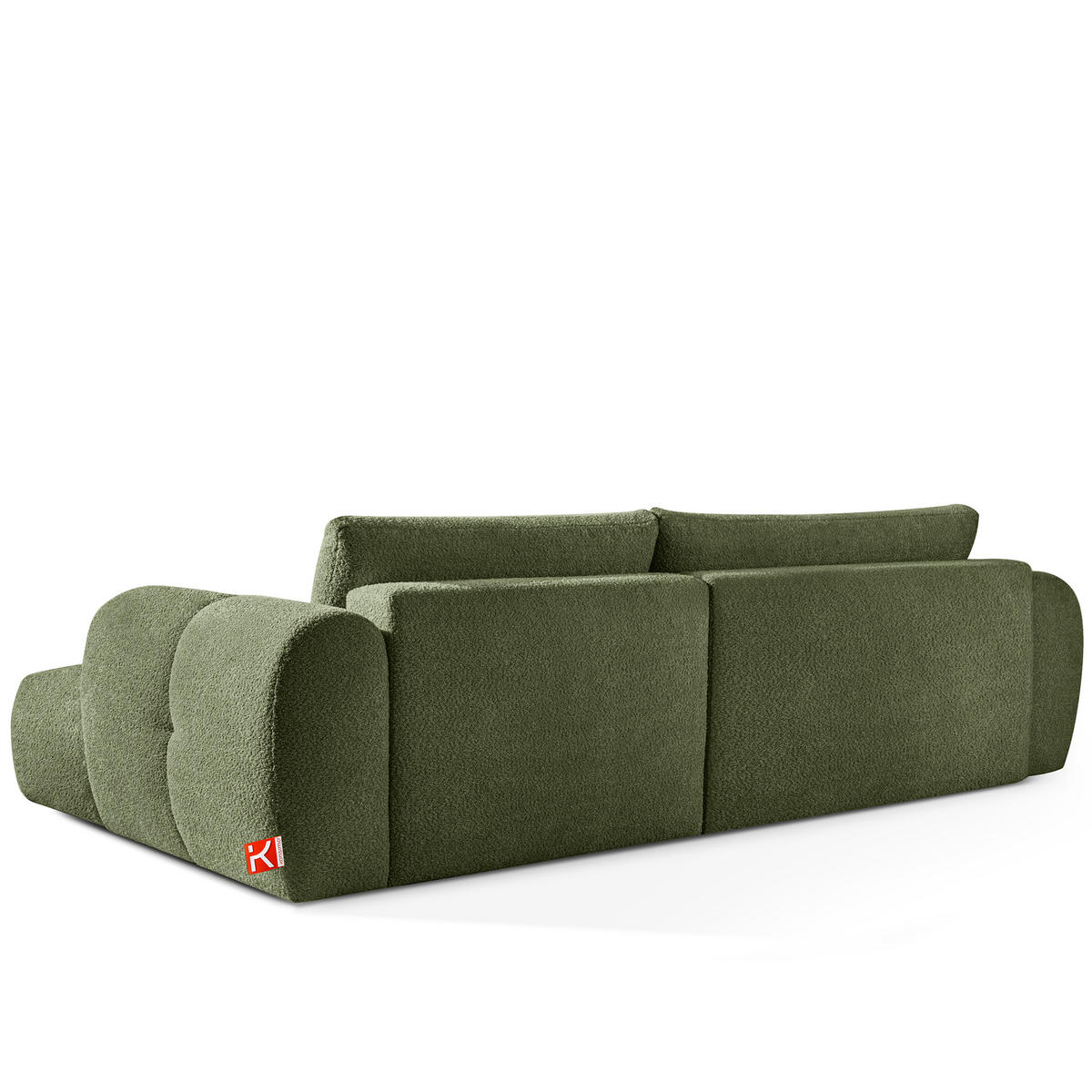 ECKSOFA LINKS LIRA, Olivgrün, Bouclé - Olivgrün, Holz/Holzwerkstoff (295/112cm) - KONSIMO®