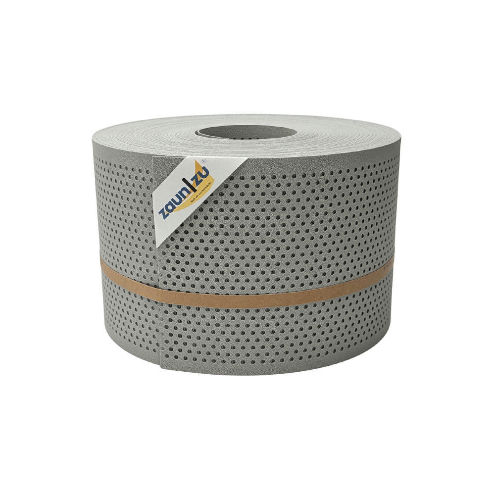 SICHTSCHUTZSTREIFEN PP Premium Gelocht 20 Prozent Streifen Steingrau 50m - Graubraun, Kunststoff (5000/19cm) - ZAUN|ZU