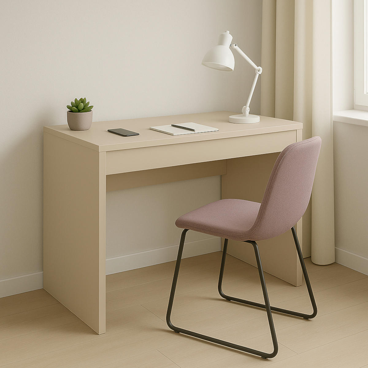 SCHREIBTISCH FORDE BRK1-1S Schubladen Kaschmir - Kaschmir, Holzwerkstoff/Kunststoff (50/75/75cm) - Komodee