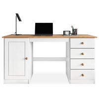 SCHREIBTISCH MANAGER weiß/Eiche - Eichefarben/Weiß, Holz (54/145/73cm) - IDIMEX