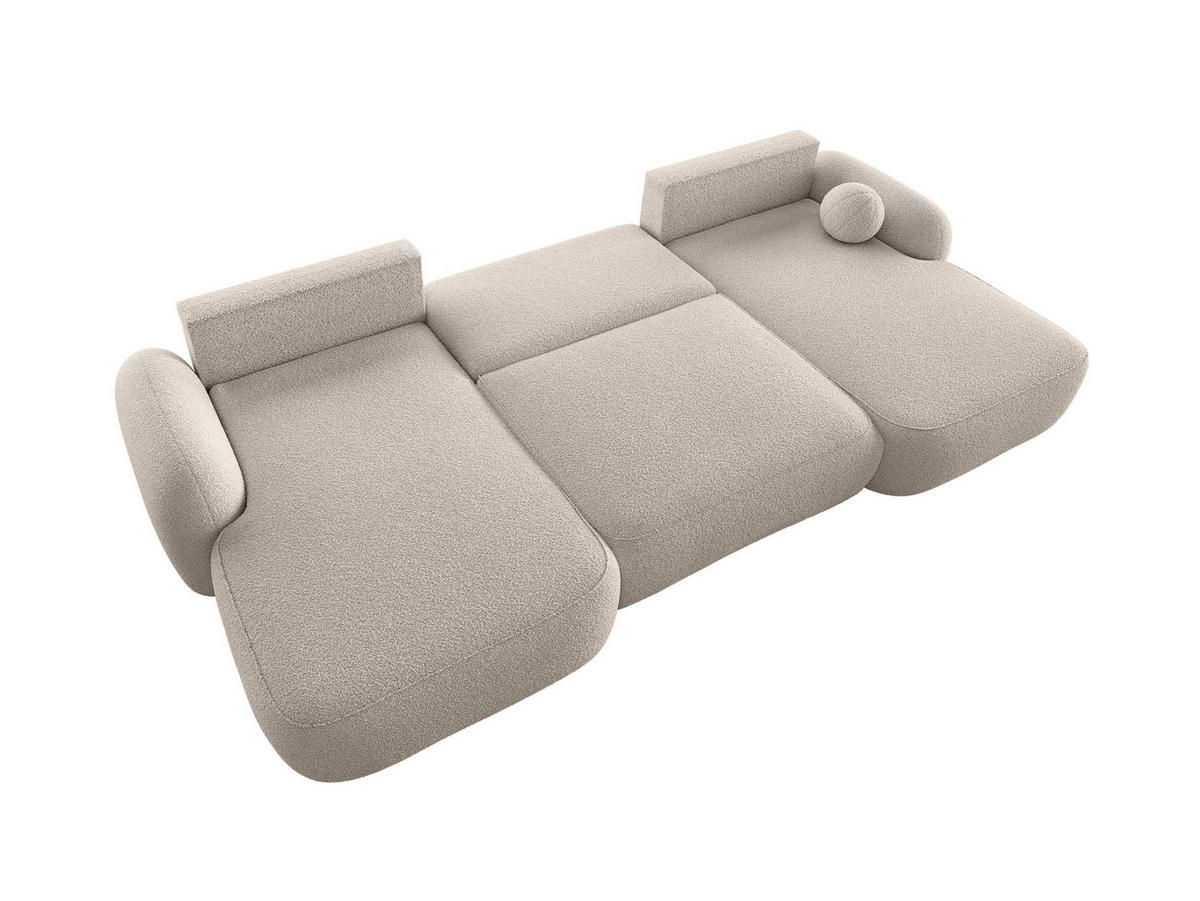 WOHNLANDSCHAFT MOLLY U TERRA FROTTE 03 mit Schlaffunktion - Beige, Textil (366/94/175cm) - Bedante
