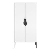 HIGHBOARD Merlin, Weiß, Schwarze Details - Schwarz/Weiß, Holzwerkstoff/Metall (80/160/40cm) - Skandica
