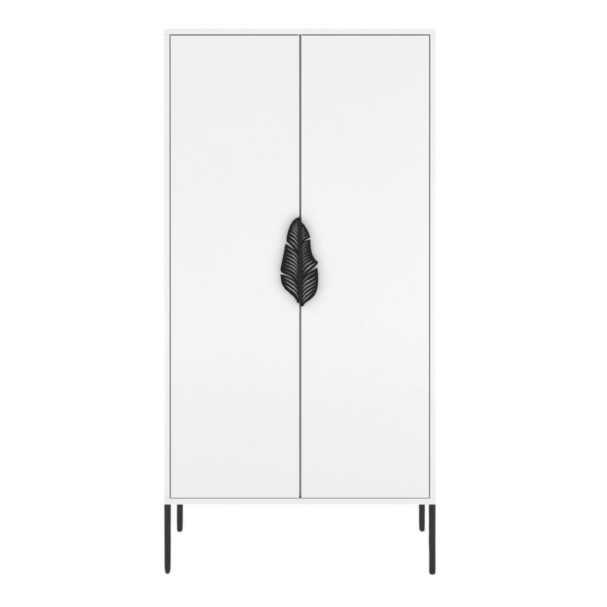 HIGHBOARD Merlin, Weiß, Schwarze Details - Schwarz/Weiß, Holzwerkstoff/Metall (80/160/40cm) - Skandica
