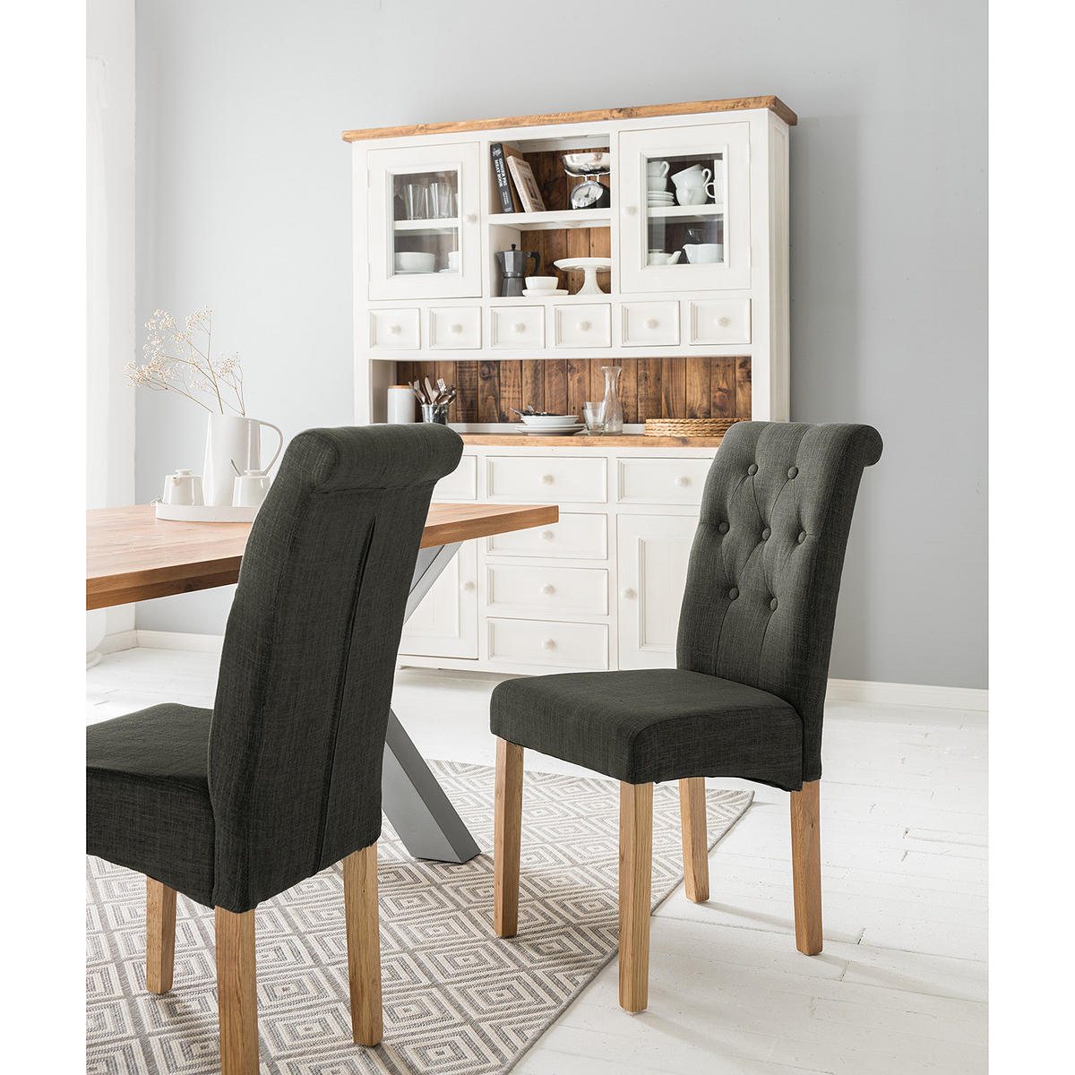 POLSTERSTUHL - 2er-Set - Walnussfarben, Textil (45/95/60cm) - home24