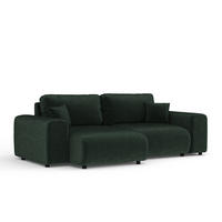 ECKSOFA Zanzibar Creme Samtstoff - Schwarz/Grün, Holz/Holzwerkstoff (237/144cm) - Maison de Reve