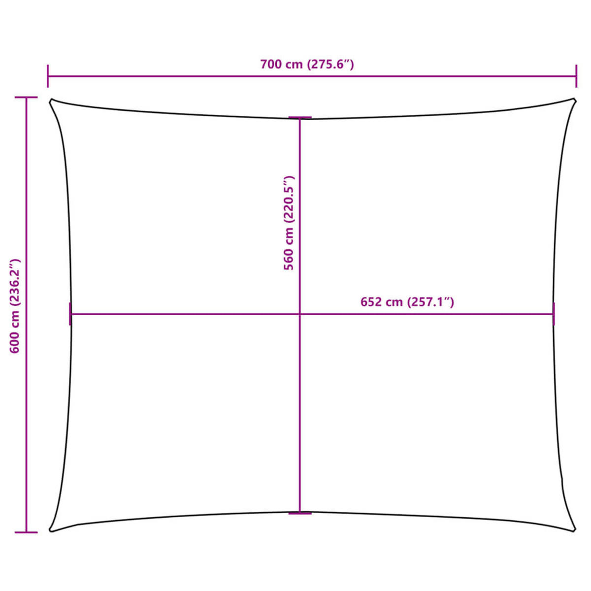SONNENSEGEL Oxford-Gewebe Rechteckig 6/7 M Creme - Creme, Textil (600/700cm) - vidaXL
