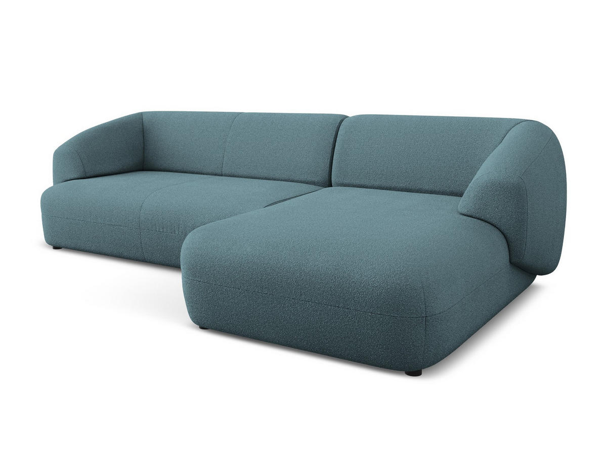 ECKSOFA Rechts Bouclé Stoff Blau - Blau/Blaugrau, Kunststoff/Textil (280/156cm) - Makamii