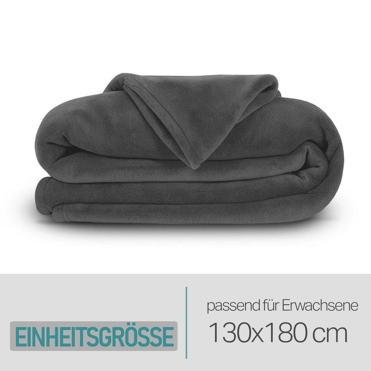 KUSCHELDECKE MIT ÄRMELN 130 x 180 cm Anthrazit - Anthrazit, Textil (180/130cm)