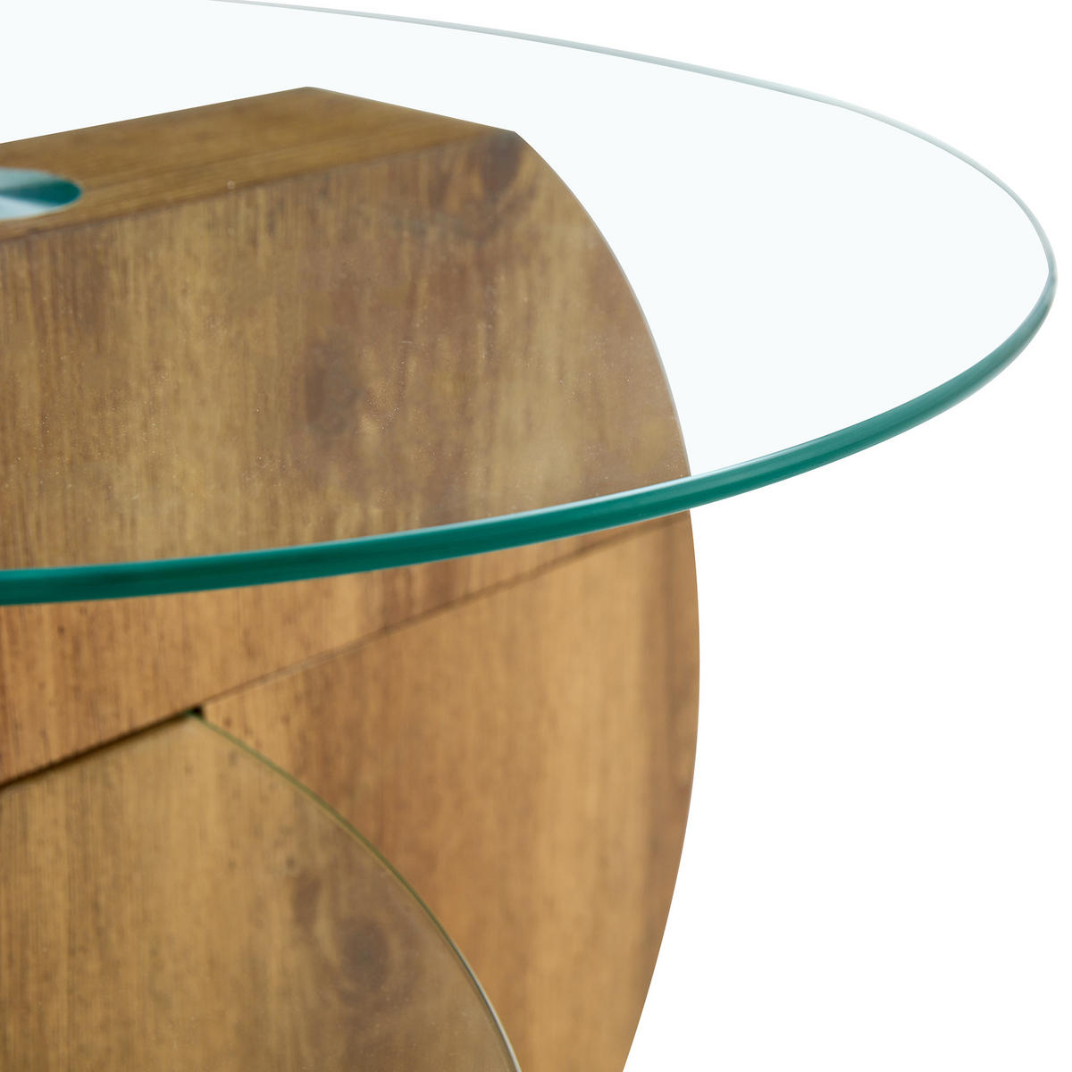 COUCHTISCH Glas MDF mehrstufig gehärtete Glasplatte Ablagen Farbe Transparent/Nussbaum - Transparent/Naturfarben, Glas/Holzwerkstoff (89.9/89.9/43.2cm) - EVRYAE
