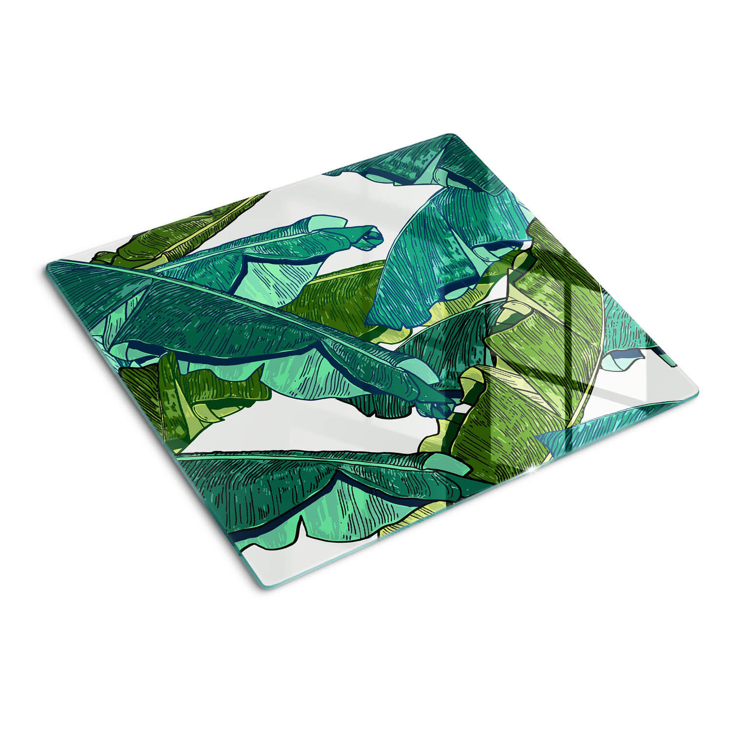 GLASPLATTE 60x52 cm Bananenblätter - Grün, Glas (60/0.4/52cm) - TULUP