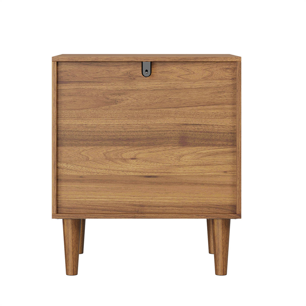 NACHTTISCH mit 2 Schubladen - Stilvollen Metallgriffen & Stabilem Massivholzbeine - für Schlafzimmer & Wohnzimmer - Walnussfarben, Holzwerkstoff (38/56/48cm) - DELFA