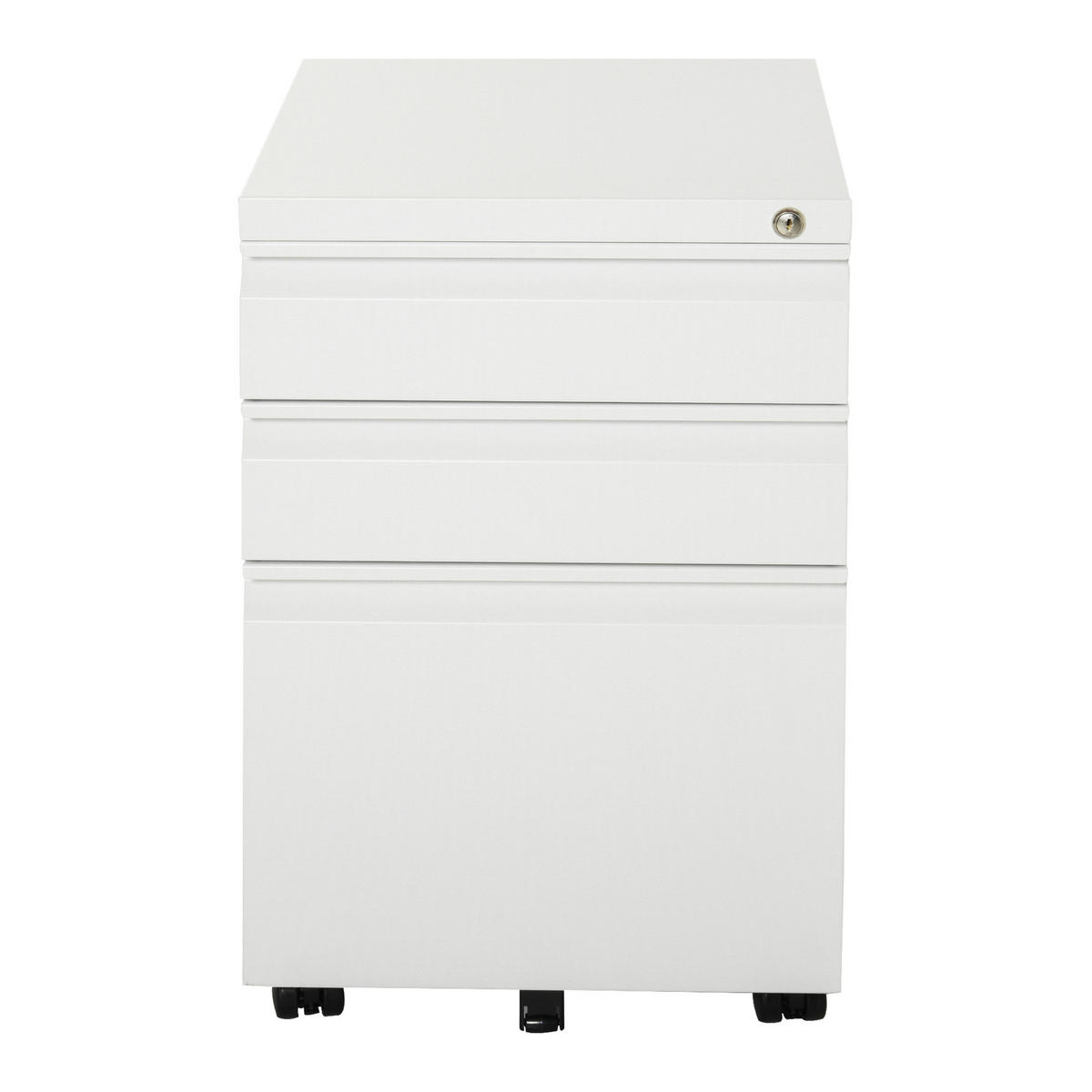 AKTENSCHRANK mit Rädern, konkavem Griff, für Home-Office, Stahl, Weiß - Weiß, Metall (48/60/39cm) - Vinsetto