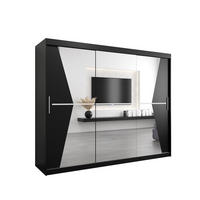 SCHWEBETÜRENSCHRANK 200/250/62 3-türig - Silberfarben/Schwarz, Holz/Kunststoff (250/200/62cm) - MÖBEL KRYSPOL