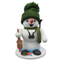 RAUCHFIGUR Schneemann Weiß Jäger 19 cm - Multicolor, Holz (15/19/0.1cm)