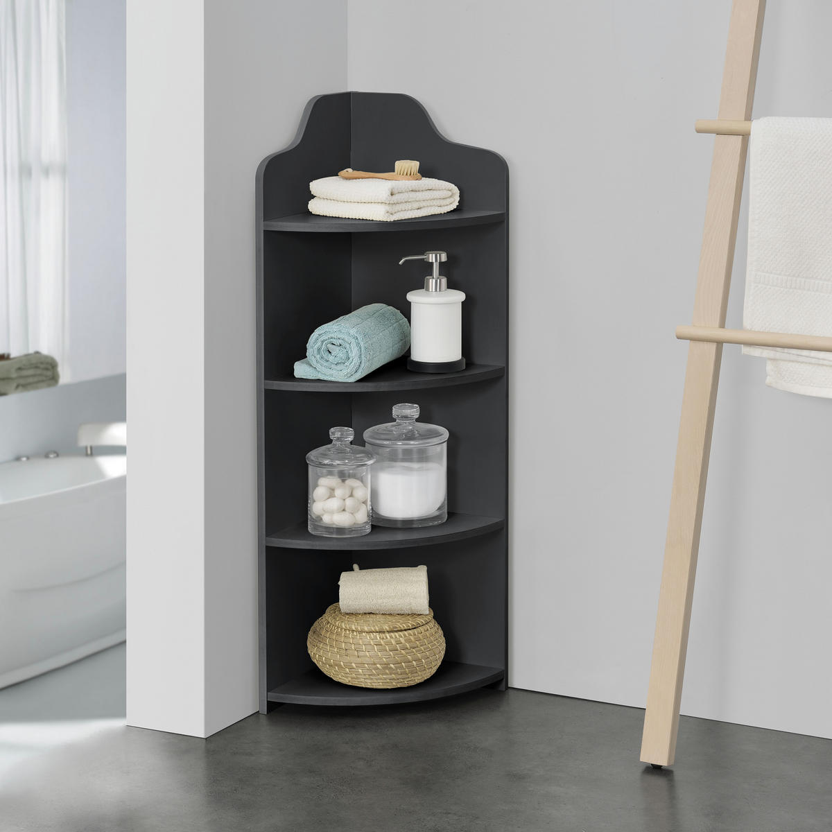 ECKREGAL Bjurholm - Dunkelgrau, Kunststoff (28/90/28cm) - [en.casa]