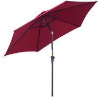 SONNENSCHIRM rund 260 cm in Rot mit Kurbel und Neigefunktion - Rot, Metall (260/260cm) - BEAOK