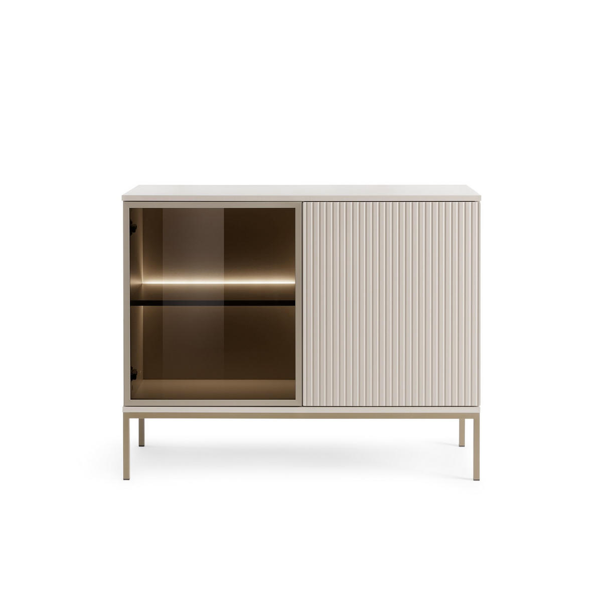 KOMMODE SENTIERO 104/83/39 cm mit LED 2 Türen Kaschmir - Kaschmir, Holzwerkstoff (104/83/39cm) - MASSENO