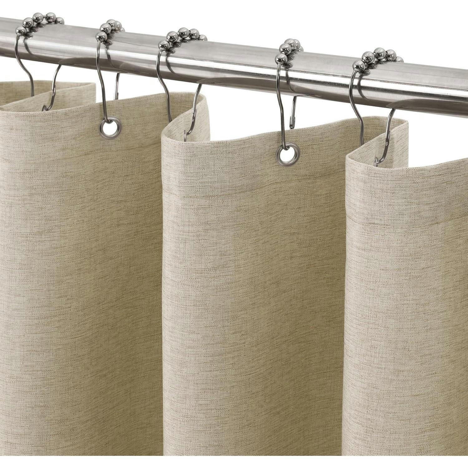 DUSCHVORHANG Leinenoptik 92 x 182 cm Taupe - Beige, Textil (92/182cm)