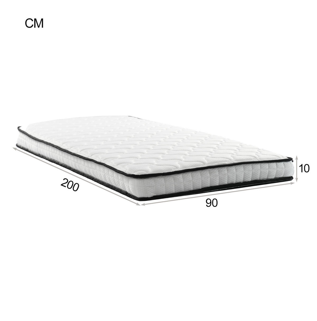 HOCHBETT 90/200 cm Weiß mit LED-Leuchten und Kleiderschrank mit Matratze - Weiß, Holzwerkstoff (90/200cm) - OKWISH