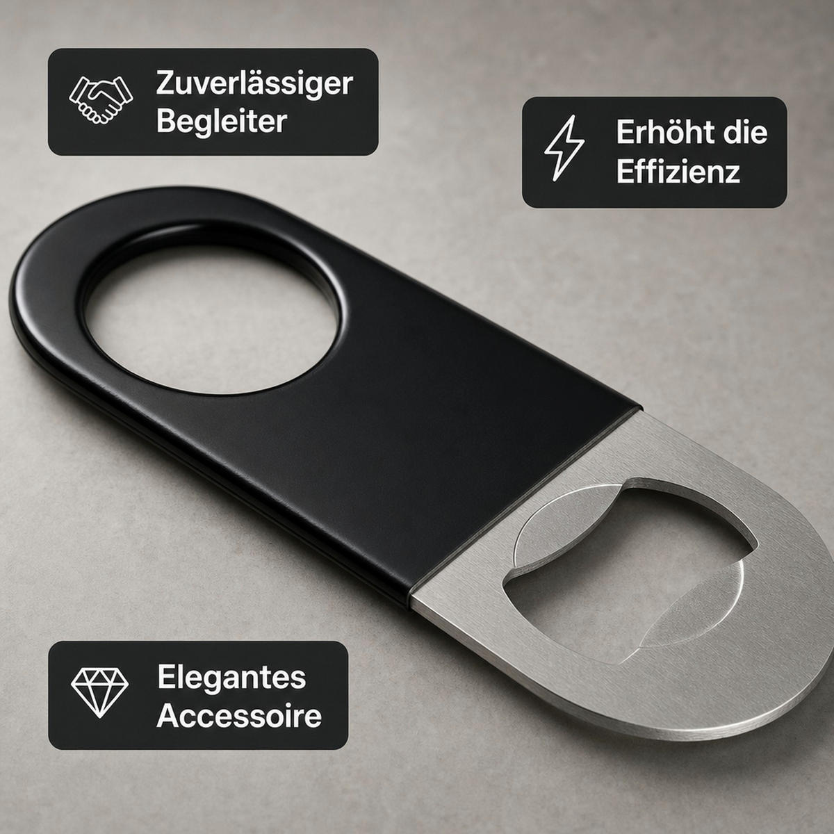 FLASCHENÖFFNER - Schwarz, Metall (0.4cm) - ich-zapfe