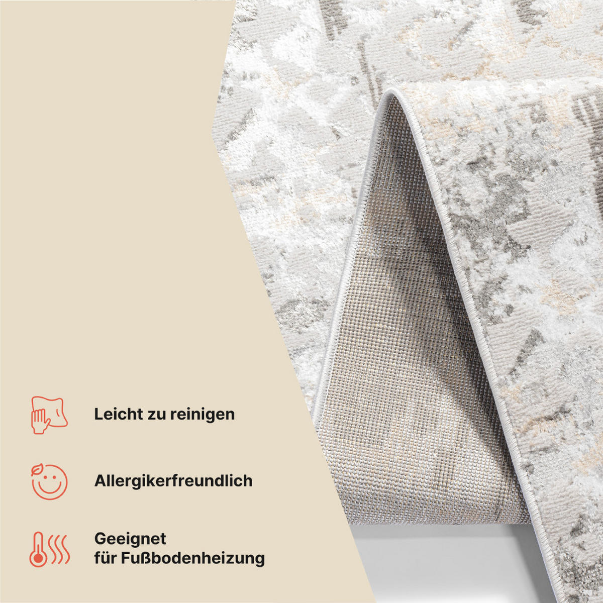 TEPPICHLÄUFER CRYSTAL hellgrau abstrakt 70/150 cm - Hellgrau, Textil (70/150cm) - Tapiso