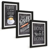 BILDER SET 3er Set - 20x30 cm Schwarzer Rahmen - Kaffeeroller, heimelige Wärme - Schwarz, Kunststoff (20/30cm) - TULUP