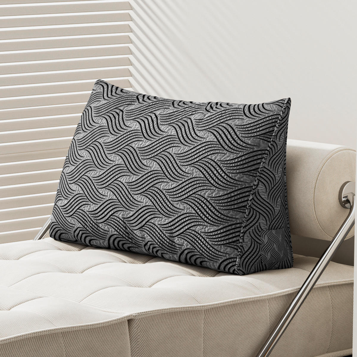 KEILKISSEN für Bett beflockter Crinkle-Stoff 80cm - Schwarz, Textil (21/80cm) - Vercart