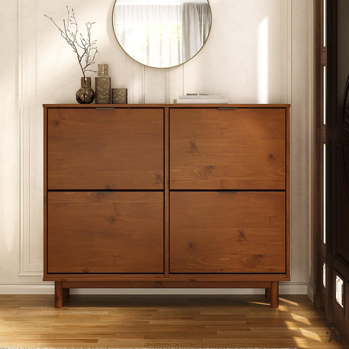 SCHUHKIPPER JONTE Kastanie - Kastanienfarben, Holz (116/96/25cm) - IDIMEX