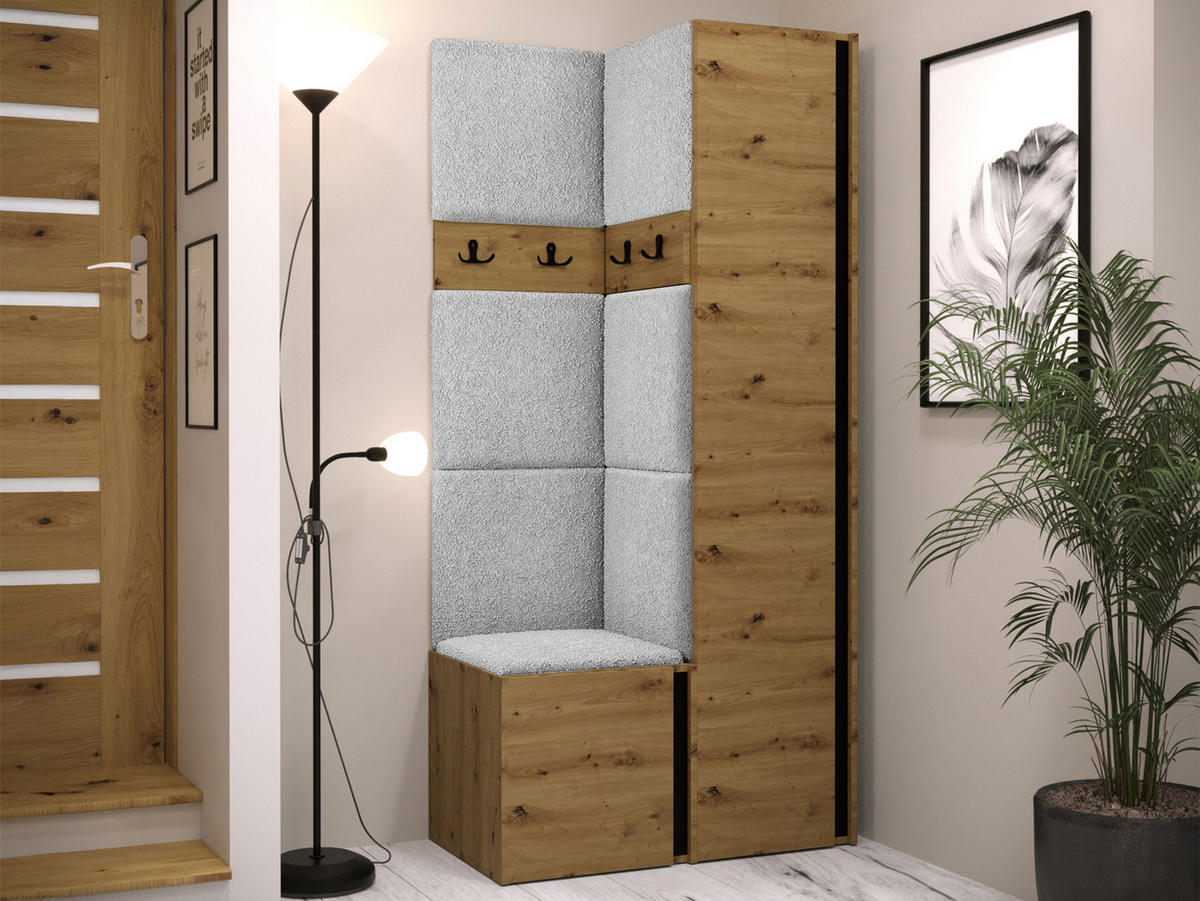 GARDEROBEN-SET Orion XXIV - Hellgrau/Eiche Artisan, Holzwerkstoff/Kunststoff (82/186/46cm) - MIRJAN24