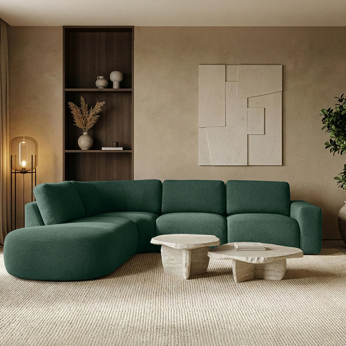 ECKSOFA LINKS ZUCCO, Grün - Grün, Holz/Holzwerkstoff (304/293cm) - KONSIMO®