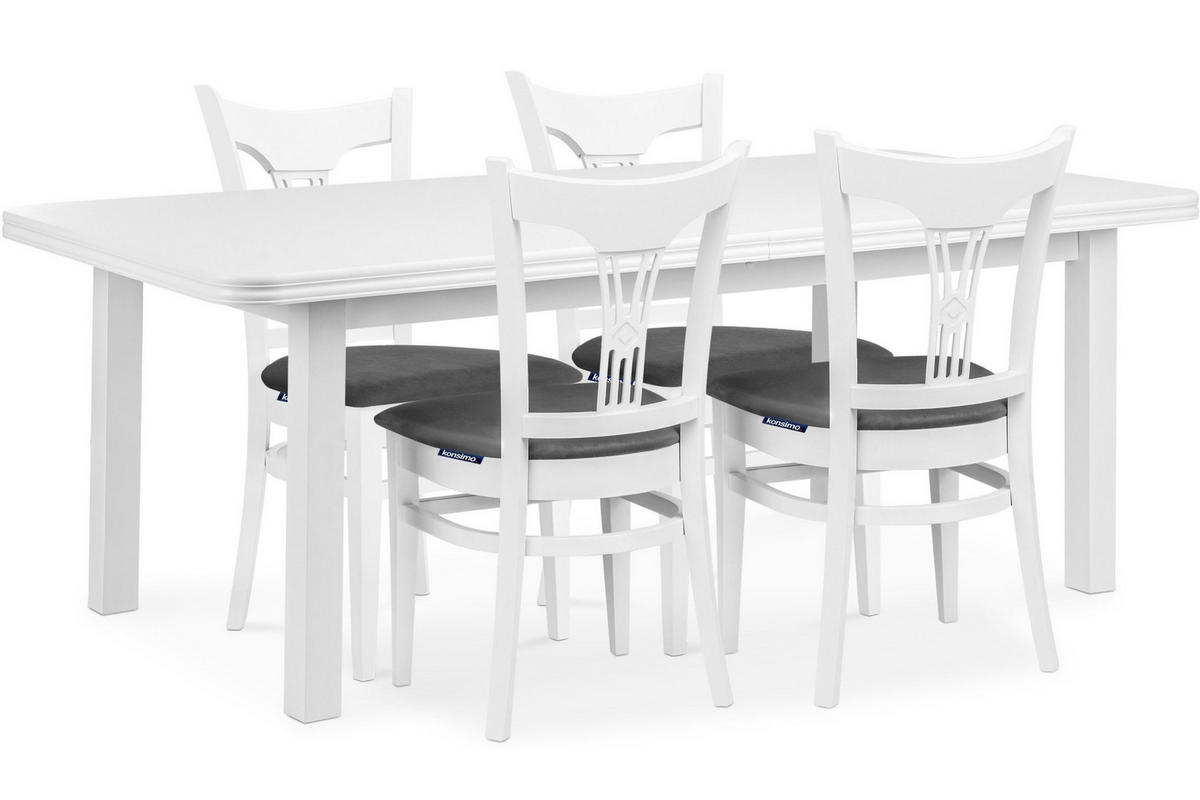 ESSTISCH COSPE ausziehbar bis 220cm, weiß - Eichefarben/Weiß, Holz (140/77/80cm) - KONSIMO®
