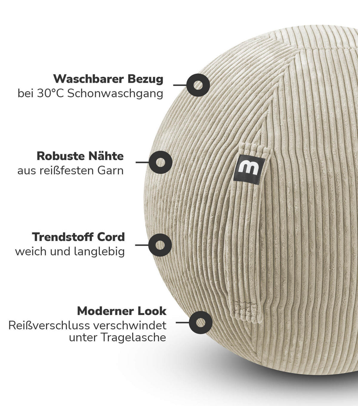SITZBALL Der Sportliche - Beige, Textil (65/65/65cm) - Mokebo