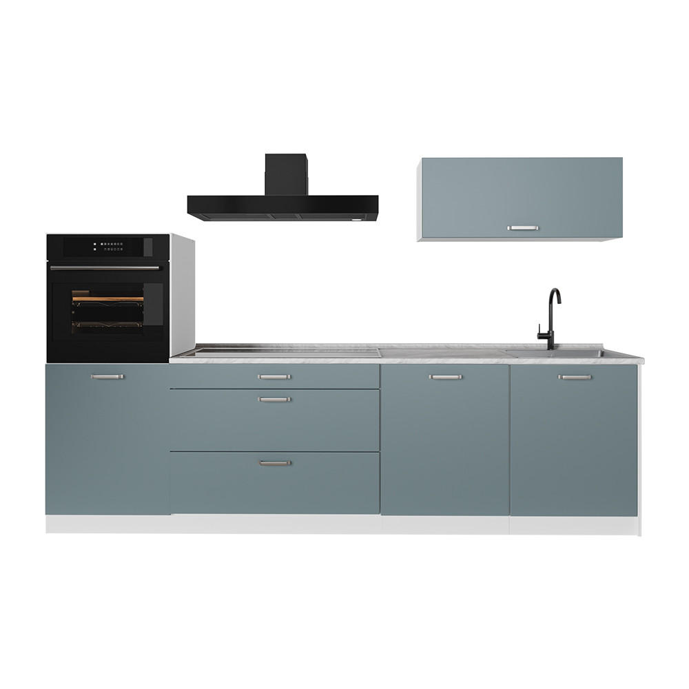 KUCHYNKA R-Line, Modrošedá/biely, 280 cm Marmori työtaso - biela/modrosivá, kompozitné drevo (280/143/60cm) - Vicco