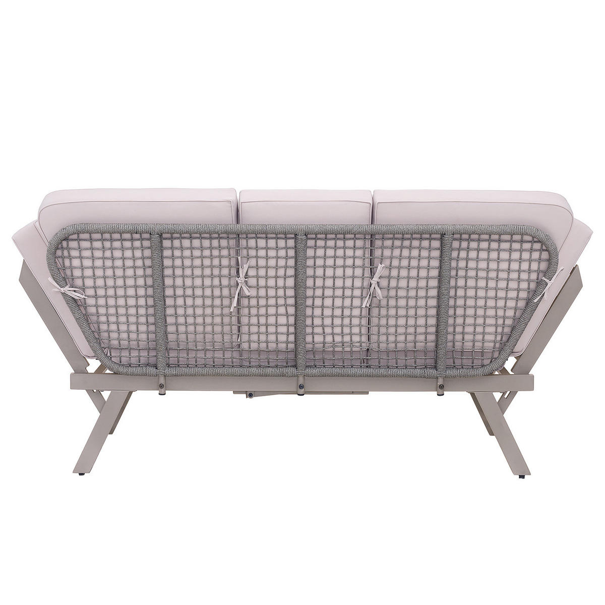 LOUNGESOFA - Stahl / Polyester - Anthrazit - Taupe, Holz/Metall (176/83/75cm) - home24