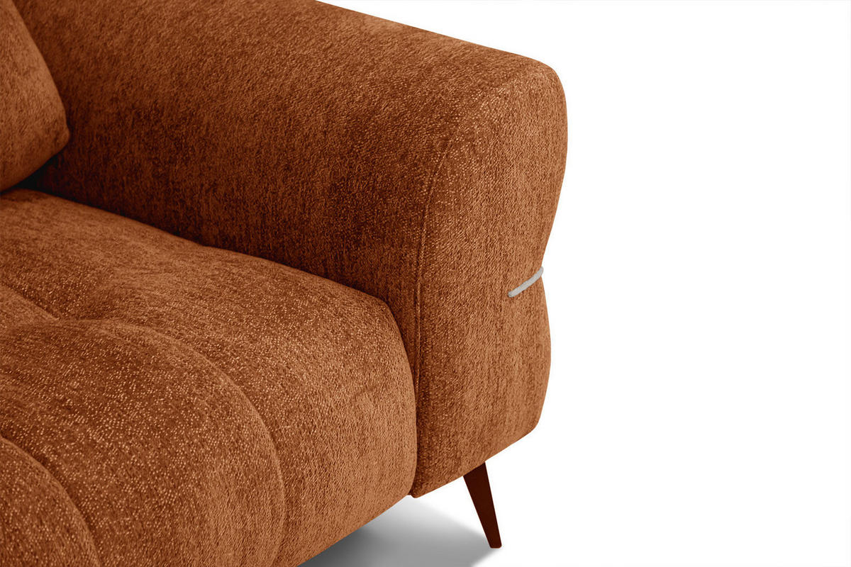SOFA SALVINI 2,5-Sitzer, dunkelorange - Dunkelorange/Schwarz, Holzwerkstoff/Textil (176/88/99cm) - Courtois Laville