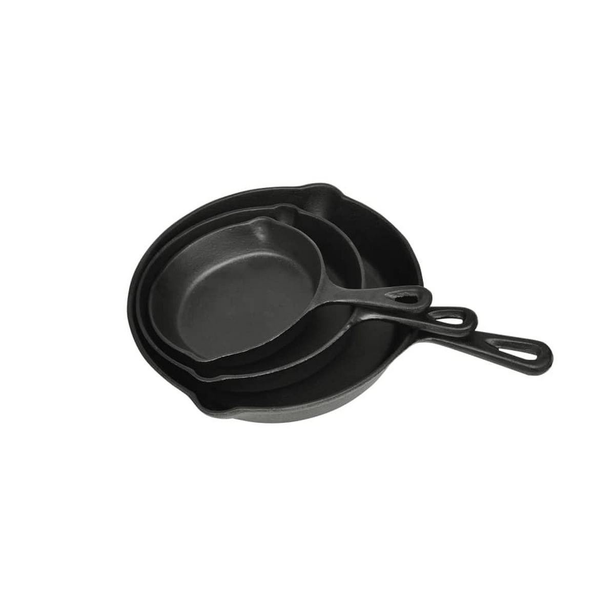 STEAKPFANNENSET 3-TLG. Gusseisen - Schwarz, Metall (27/27/5.5cm) - vidaXL