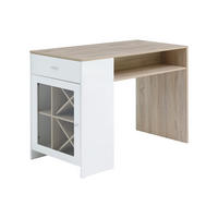 BARTISCH mit Stauraum - Weiß & Holzfarben - NIRAYA - Naturfarben, Holz (150/100/60cm) - Vente-Unique