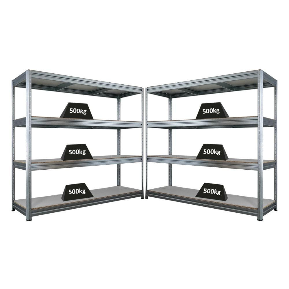 SCHWERLASTREGAL Dino 2er-Set 180x200x60cm Melamin-Ebenen Verzinkt - Silberfarben, Metall (400/180/60cm) - PROREGAL