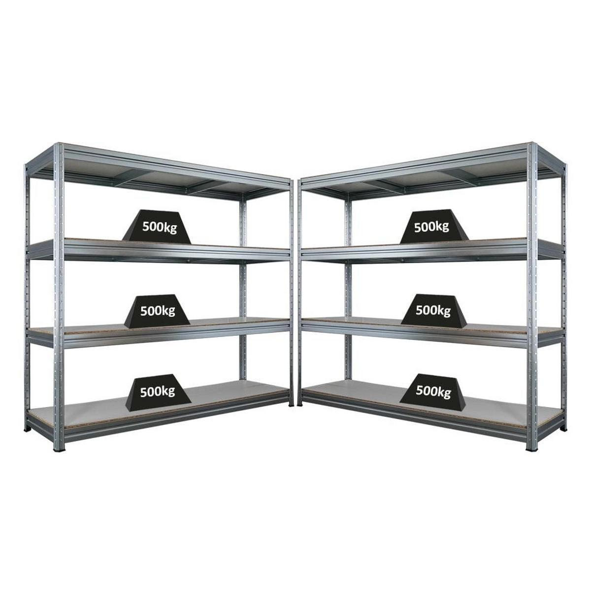 SCHWERLASTREGAL Dino 2er-Set 180x200x60cm Melamin-Ebenen Verzinkt - Silberfarben, Metall (400/180/60cm) - PROREGAL