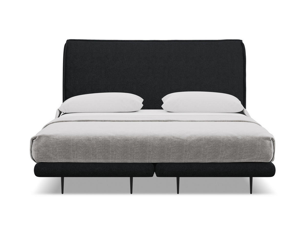 POLSTERBETT Doppelbett mit Matratze Bouclé Stoff Schwarz - Schwarz, Textil/Metall (140/200cm) - Makamii