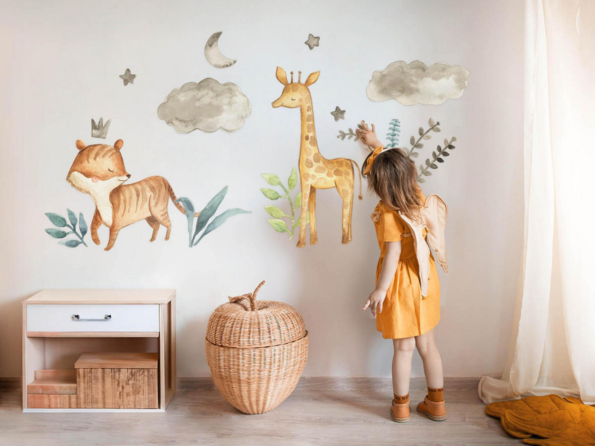 WANDAUFKLEBER 80x132cm - Pflanzen und Tiere - Multicolor, Kunststoff (80/132/0.1cm) - Wallfluent