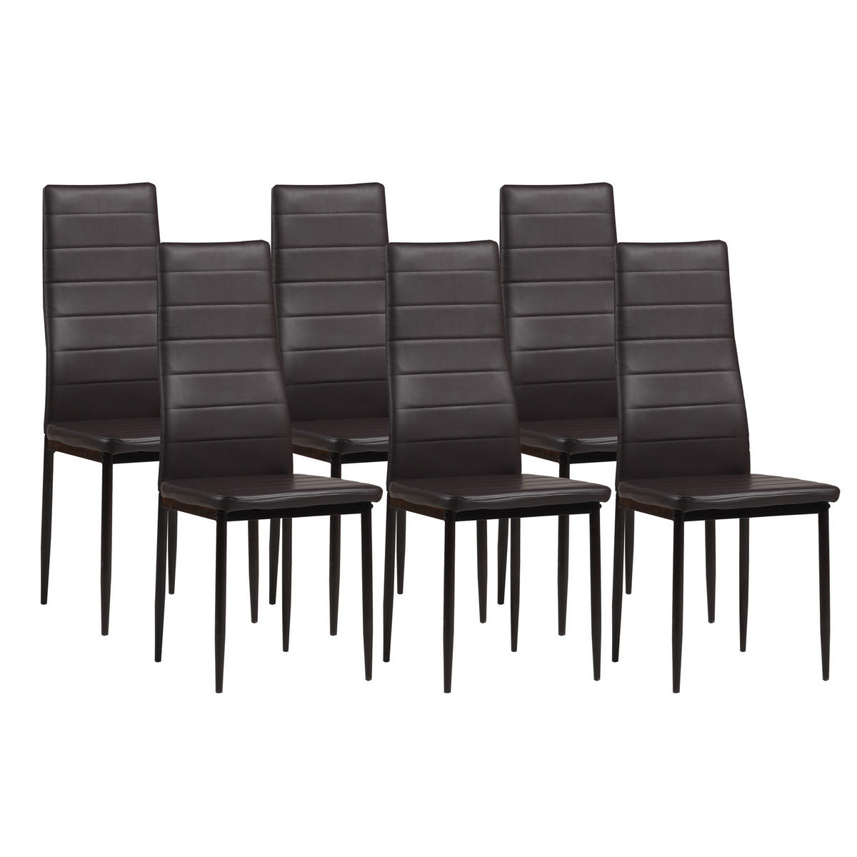 STUHL MILANO Lederimitat Metallbeine 6er Set Braun - Braun, Kunststoff/Metall (42/98/43cm) - Albatros