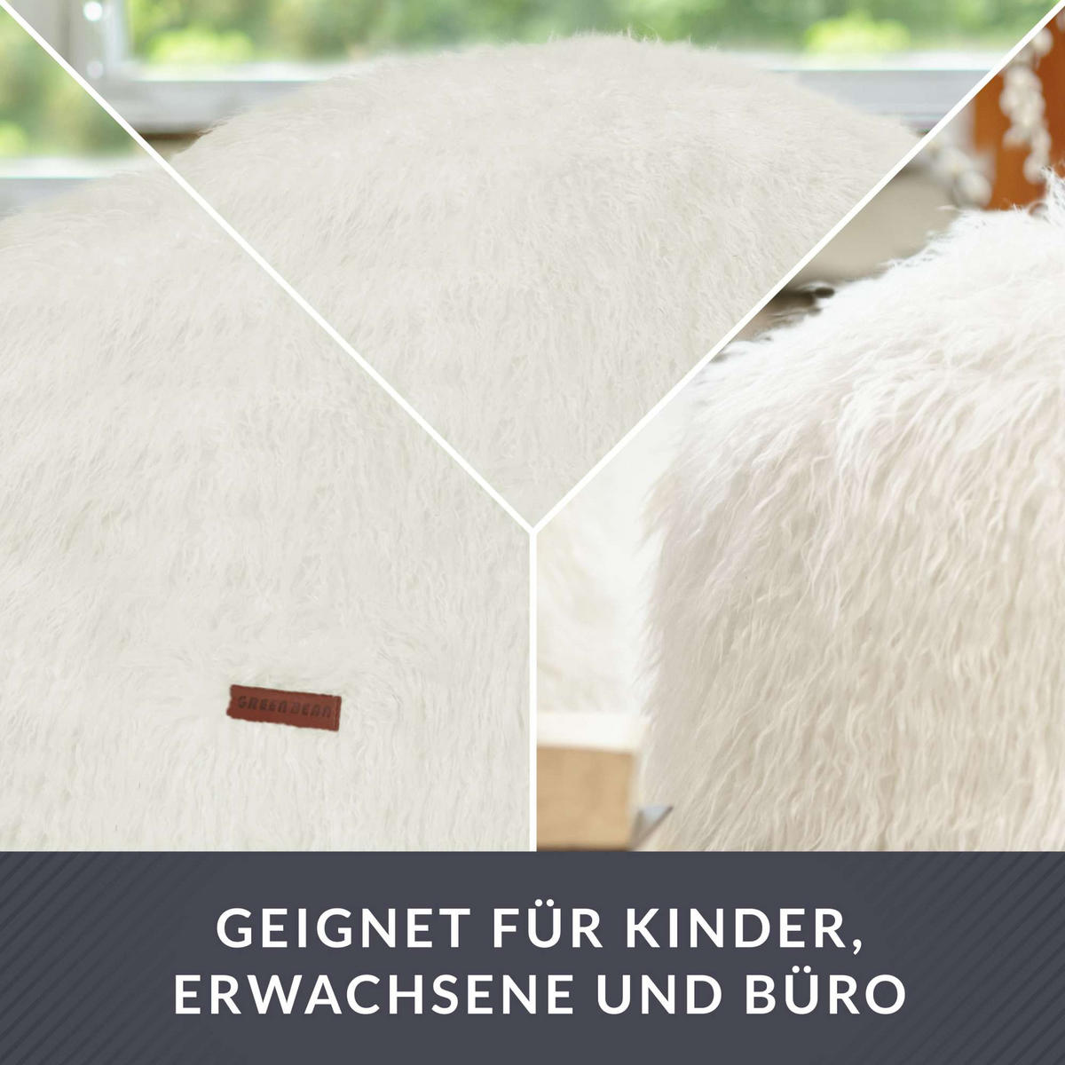 SITZSACK-HOCKER Pouf "FELLOPTIK" 45x25cm - Beige, Textil (45/25/45cm) - Green Bean