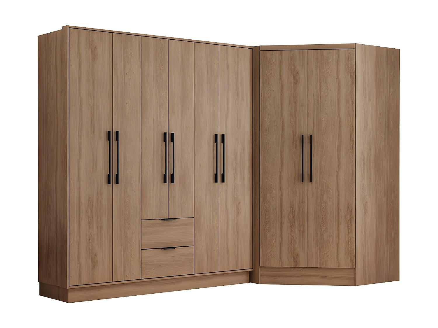 KLEIDERSCHRANK - 263.5 cm x 101.5 cm - Holz, Platte - Naturfarben Hell - FEOVA - Naturfarben, Holz (263.5/182/101.5cm) - Vente-Unique